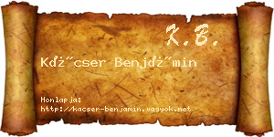 Kácser Benjámin névjegykártya