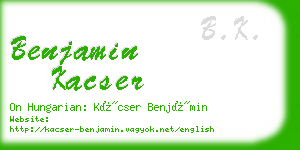 benjamin kacser business card